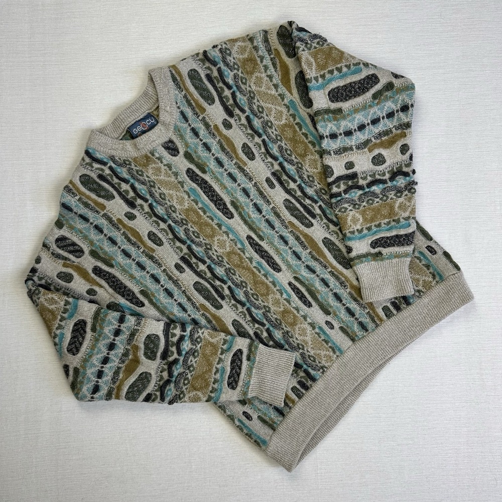 Geccu Australia 3D Knit Sweater Pure Mirino Wool Coogi Style Men S Multicolor